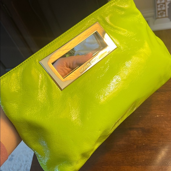 Michael Kors Chartreuse Clutch with Gold Accents - Picture 4 of 17